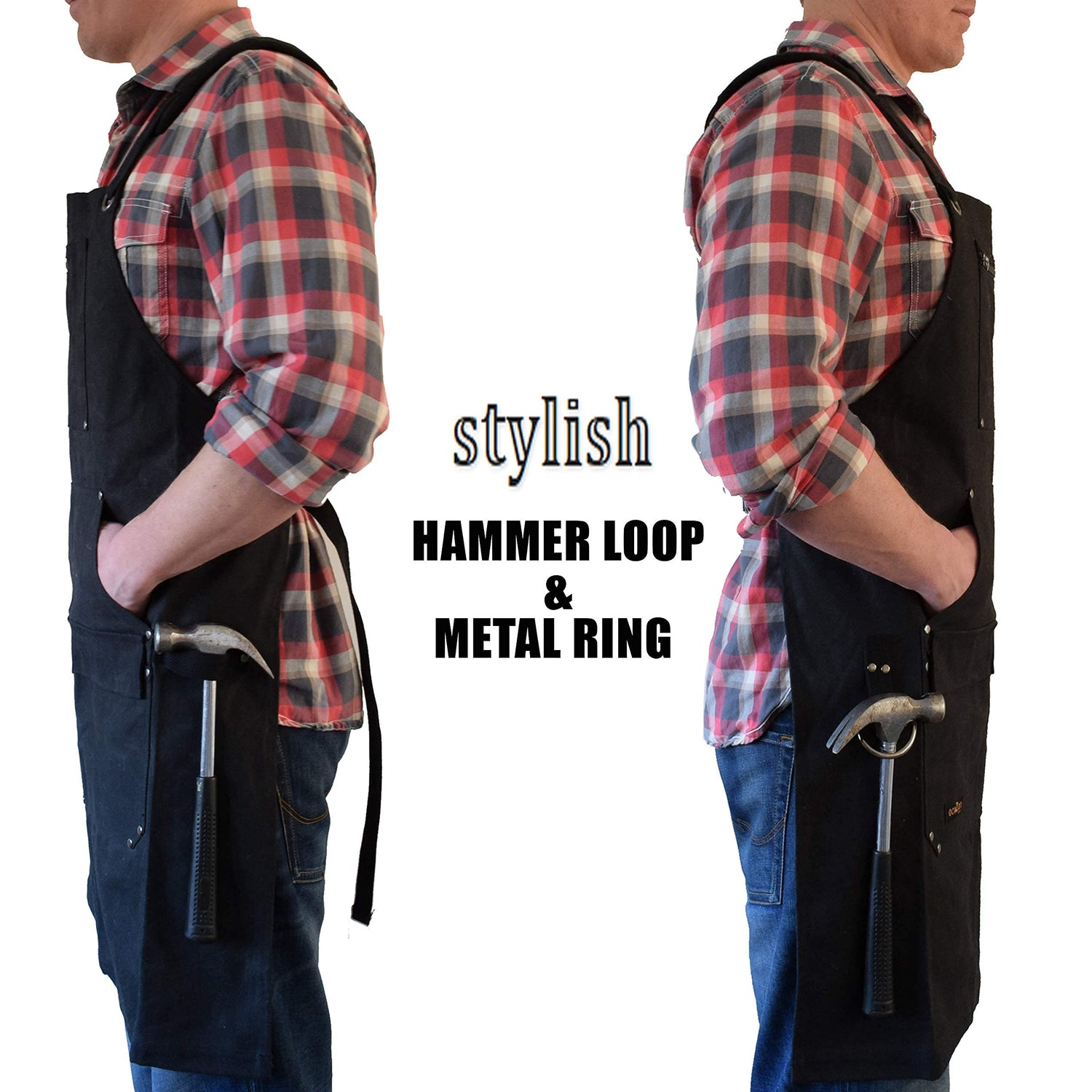 ecoZen Lifestyle Woodworking Shop Apron for Men - Carpenter Apron for Work Shop, Perfect Woodworking Gift, Heavy Duty Waxed Canvas Workshop Tool ecoZen Lifestyle