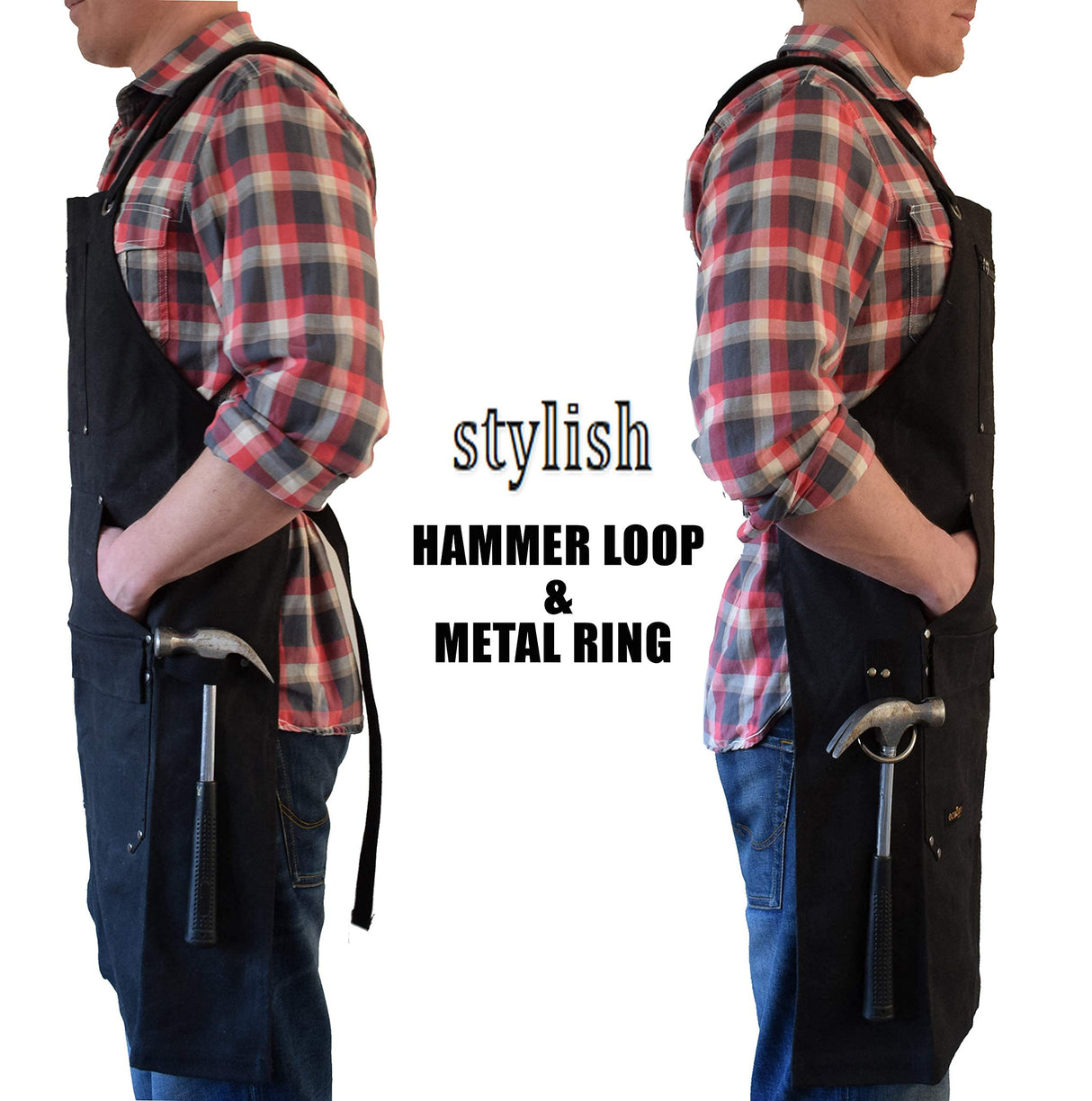 ecoZen Lifestyle Woodworking Shop Apron for Men - Carpenter Apron for Work Shop, Perfect Woodworking Gift, Heavy Duty Waxed Canvas Workshop Tool ecoZen Lifestyle