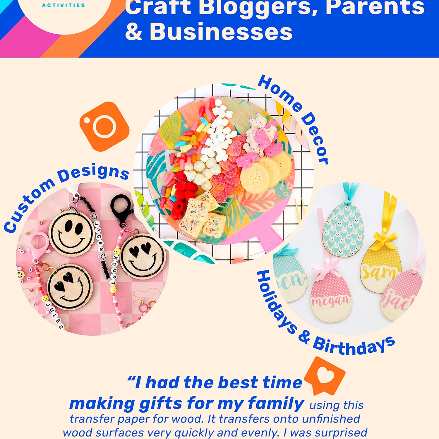 NuFun Activities Printable Iron-on Heat Transfer Paper for Wood, 5 Sheets 8.5 x 11 inch, Long Lasting, Durable, Professional Quality, Easy DIY, NuFun Activities