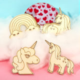 KitBeads 40pcs Unicorn Wood Cutouts Laser Cut Wood Rainbow Unfinished Animal Horse Unicron Wood Piece Ornaments for Crafts DIY Bulk KitBeads