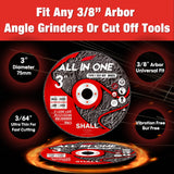 SHALL 25-Pack Cut Off Wheels 3” x 3/8” x 3/64” - Ultra Thin Cutting Wheel with Pouch for Angle Grinder & Cut-Off Tools - Fast Cutting Disc for INOX, SHALL