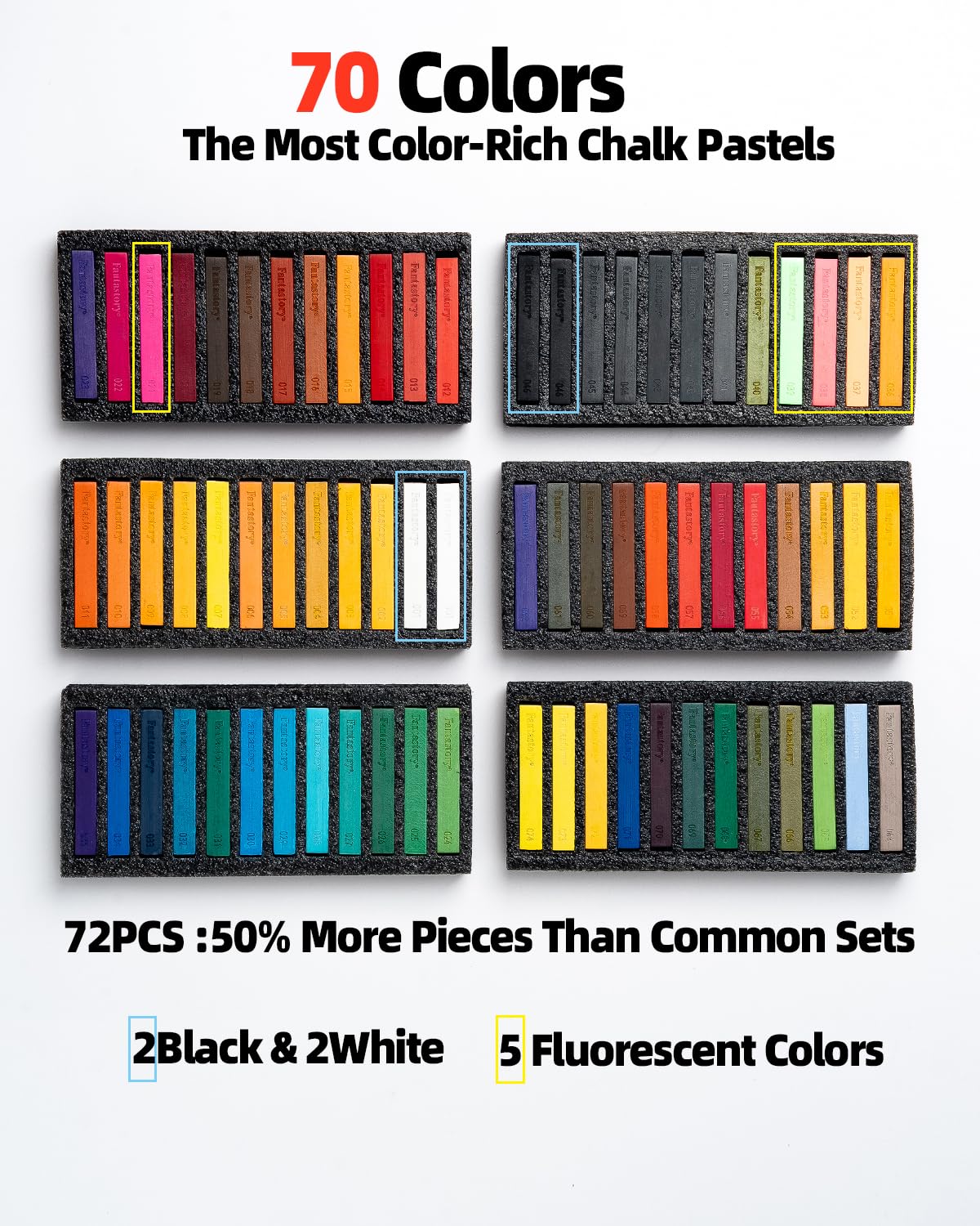 Fantastory Acrylic Paint Set 24 Colors Long Soft Chalk Pastels Set 72 Sticks - WoodArtSupply