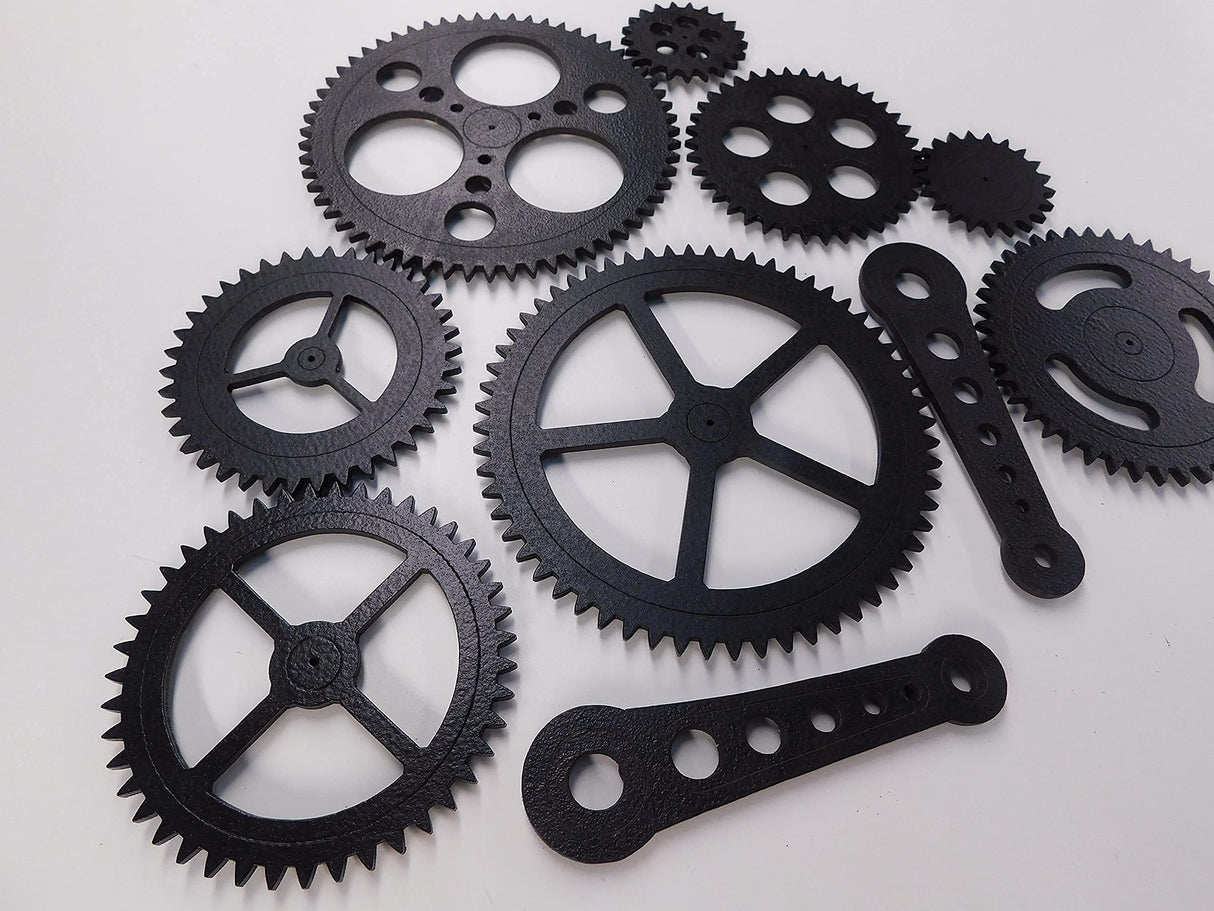Steampunk Gears Wall Decor - Eight Gears, Two Push Rods - 10 Pieces - Free Shipping - Wood Gears Generic