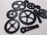 Steampunk Gears Wall Decor - Eight Gears, Two Push Rods - 10 Pieces - Free Shipping - Wood Gears Generic