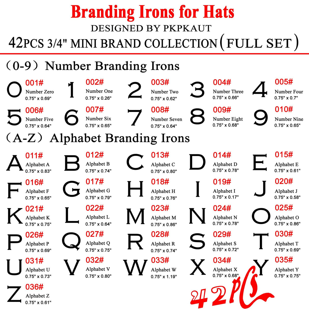 Personalised PKPKAUT 42-Piece Branding Irons Set for Wood, Leather, and More PKPKAUT