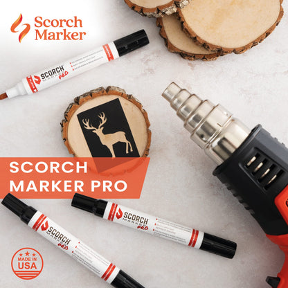 Scorch Marker Woodburning Pen Tool with Foam Tip and Brush, Non-Toxic Marker for Burning Wood, Chemical Wood Burner Set, Do-it-Yourself Kit for Arts