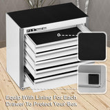 P.I.T. Mini White Tool Box, Portable 5-Drawer Micro Roll Cab Steel Tool Box with Liner, White Small Tool Case for Tools Storage, Home DIY P.I.T.