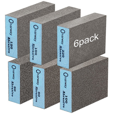 Onarway Sanding Blocks 6 Pack Wet and Dry Dual-use Sanding Sponges, Coarse and Fine - 60/80/100/120/180/220 Grits 6 Different Specifications,