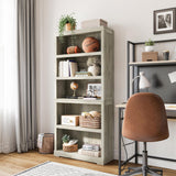 LINSY HOME 5-Tier Adjustable Bookshelf in Light Brown - Chic Floor Standing Storage for Home and Office LINSY HOME