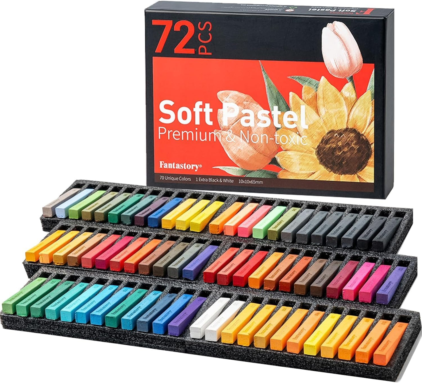 Fantastory Acrylic Paint Set 24 Colors Long Soft Chalk Pastels Set 72 Sticks - WoodArtSupply