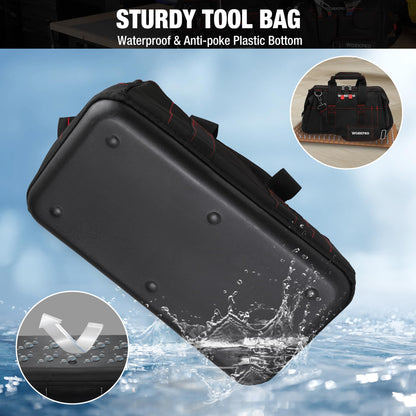 WORKPRO 16-inch Close Top Wide Mouth Tool Storage Bag with Water Proof Rubber Base, W081022A, 16" - WoodArtSupply