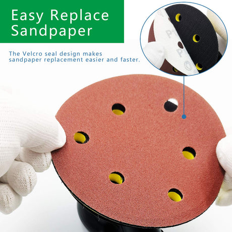 Air Random Orbital Sander, 5"6"Vacuum Air Sander, Dual Action Pneumatic Sander include5 inch 6 Inch Pads and sandpaper, Polisher for Car or Metal StrongTools