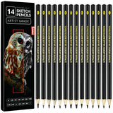 Drawing Pencils Set of 14 (B - 12B) Sketching Pencils for Drawing, Shading & Doodling | Professional Sketch Pencils Graphite Grades for Artists & Luwans
