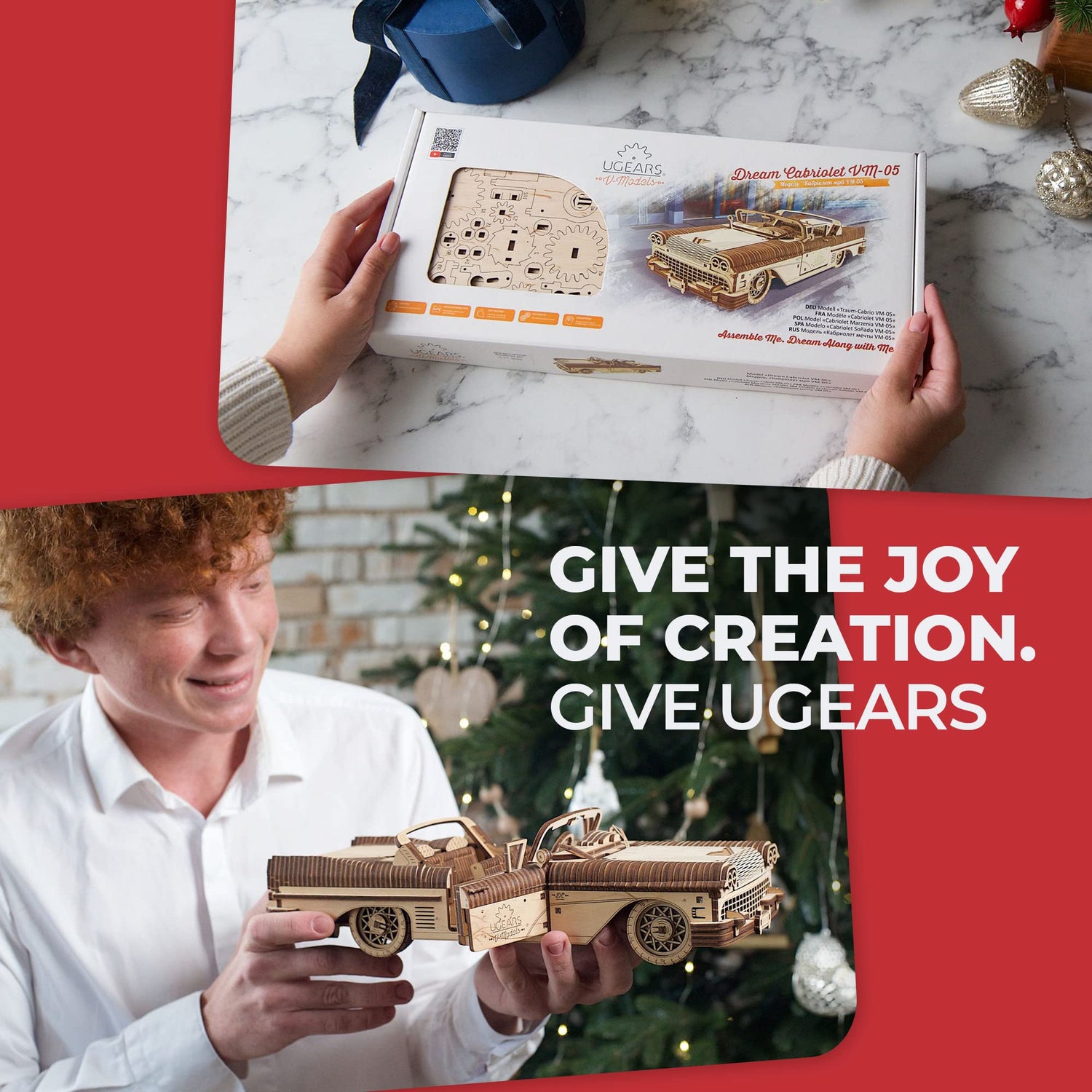 UGEARS Mechanical Wooden 3D Puzzle Model Dream Cabriolet VM-05 Father's Day Gift Idea UGEARS