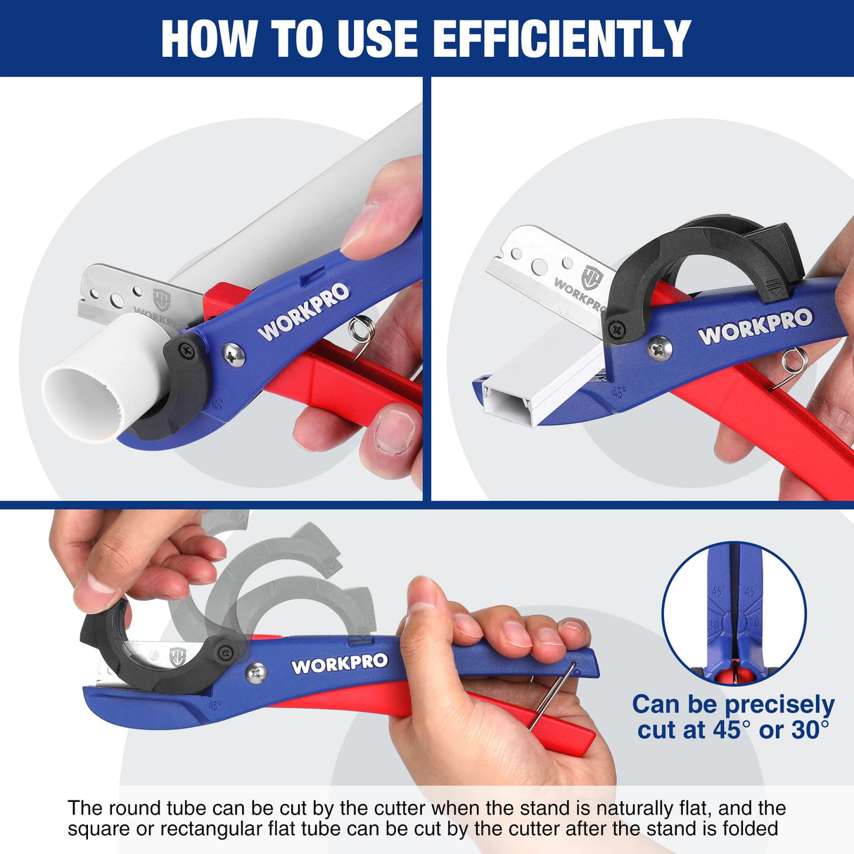 WORKPRO PEX Pipe Cutter with Sharp 7Cr17MoV Blades, Hose Cutter with 1/8"-1-5/8" Cutting Capacity, Tubing Cutter for PPR, PE, PP, and Rubber Hoses, WORKPRO