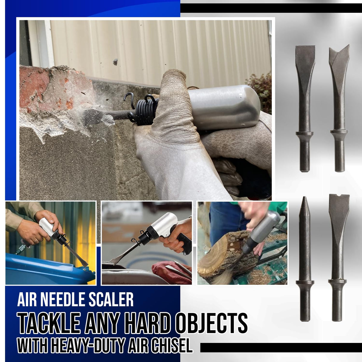 LE LEMATEC LE-AN324K 4800 BPM, Air Needle Scaler Gun with Hammer Chisel Kit, Pneumatic Tool Set, Heavy Duty Rust, Weld and Paint Remover, Metal LE LEMATEC