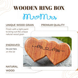 Handicraftviet Ring Box Mr and Mrs – Handmade Heart Shape Ring Box for Wedding Ceremony, Wedding Ring Box Small Engraved for Engagement/Proposal, Handicraftviet