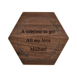 Yoption Custom Wooden Ring Box, Handcrafted Walnut Wood Engraved Hexagon Ring Holder, Mr and Mrs Ring Box for Wedding Ceremony Anniversary Proposal Yoption