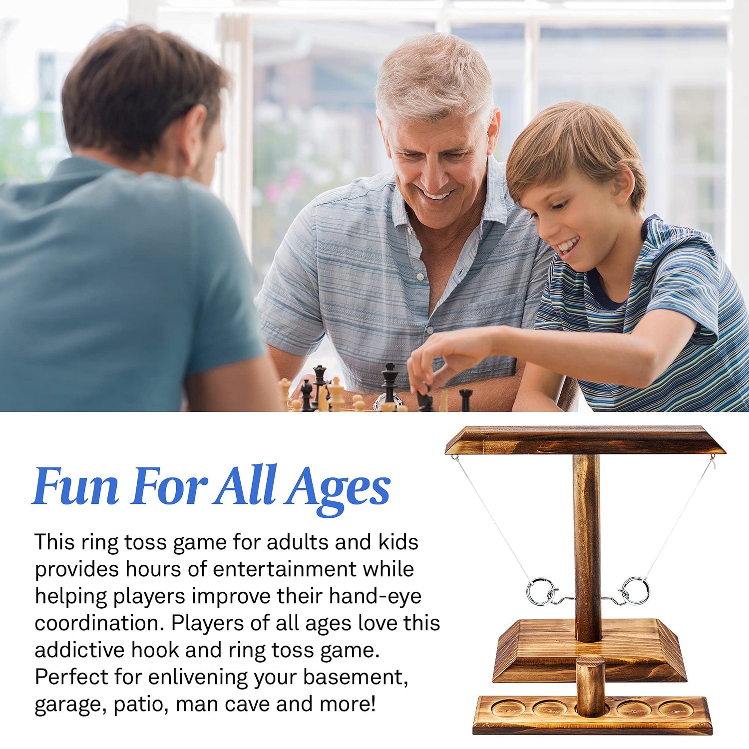 Ring Toss Game, Fun Hook and Ring Game, Handmade Wooden Interactive Game for Home and Party agore