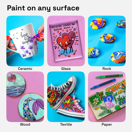Acrylic Paint Pens for Rock Painting, Stone, Ceramic, Glass, Wood, Metal, Fabric, Canvas Pebbles. Set of 15 Acrylic Paint Markers Water-Based ARTISTRO