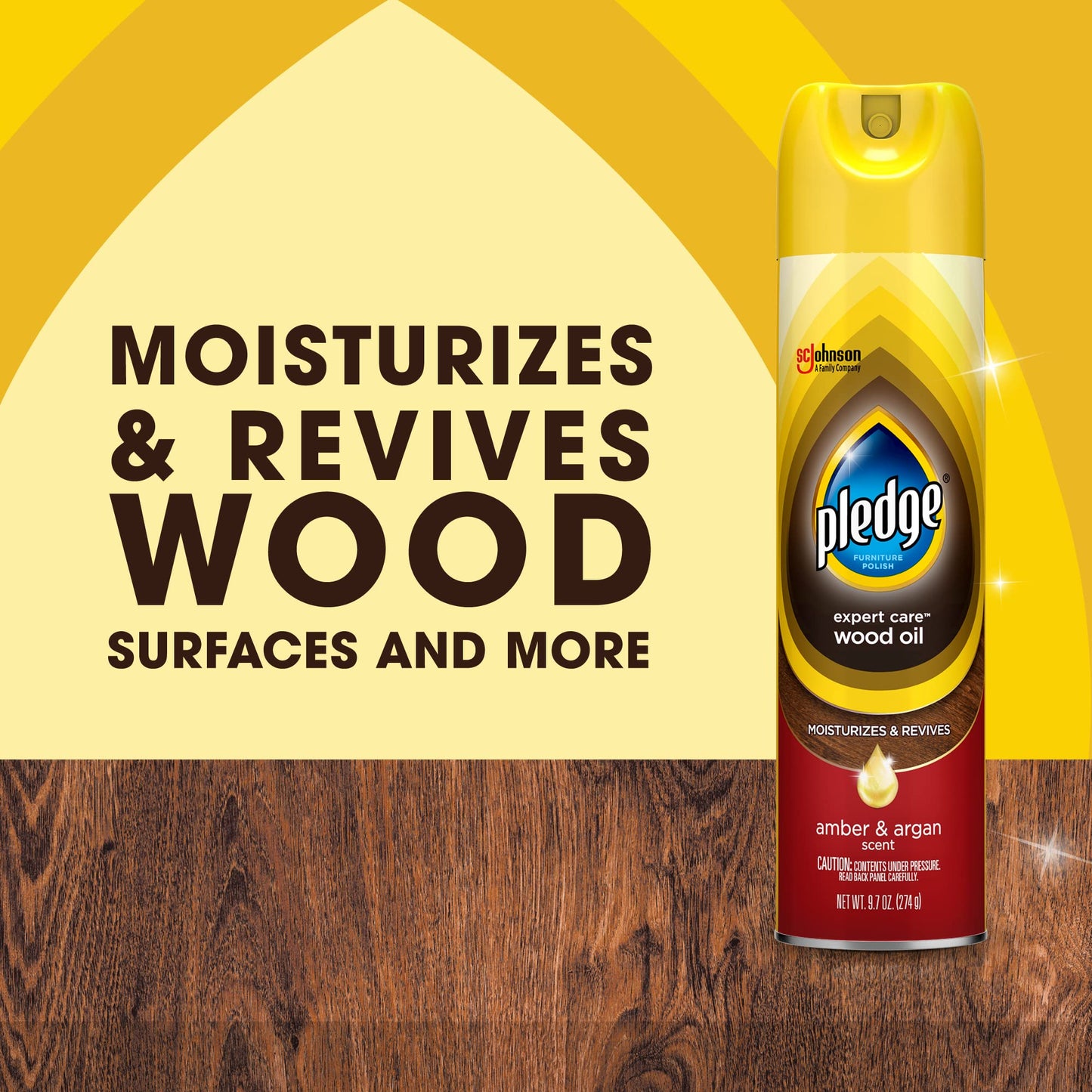 Pledge Wood Oil, Expert Care, Aerosol, Amber & Argan Scent, 9.7 oz. - WoodArtSupply