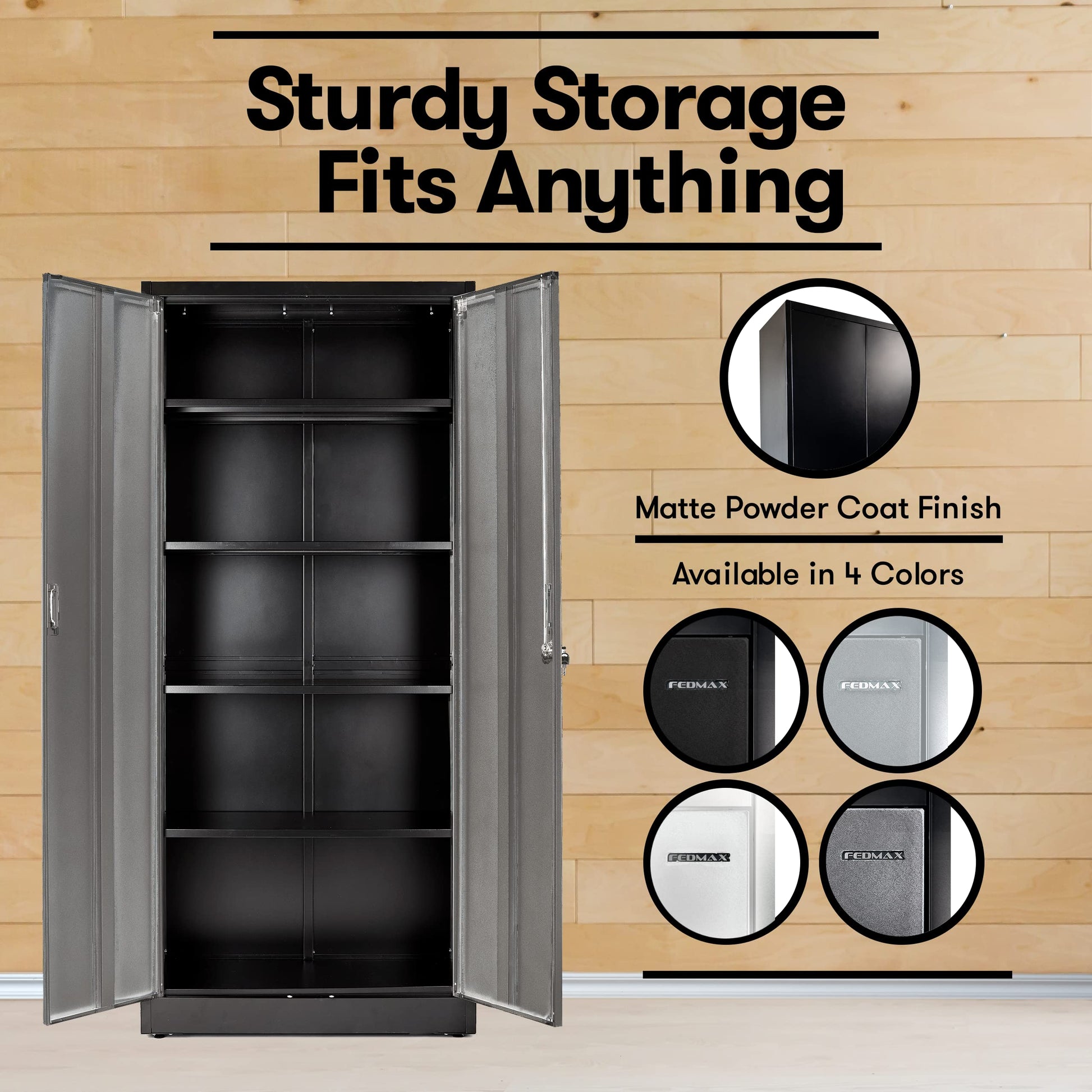 Fedmax Metal Garage Storage Cabinet - 71-inch Tall Large Steel Utility Locker with Adjustable Shelves & Locking Doors - Garage Cabinets for Tool - WoodArtSupply