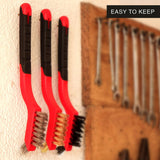 Lavaxon Wire Brush Set 3Pcs - Nylon/Brass/Stainless Steel Bristles with Curved Handle Grip for Rust, Dirt & Paint Scrubbing with Deep Cleaning – 7 Lavaxon