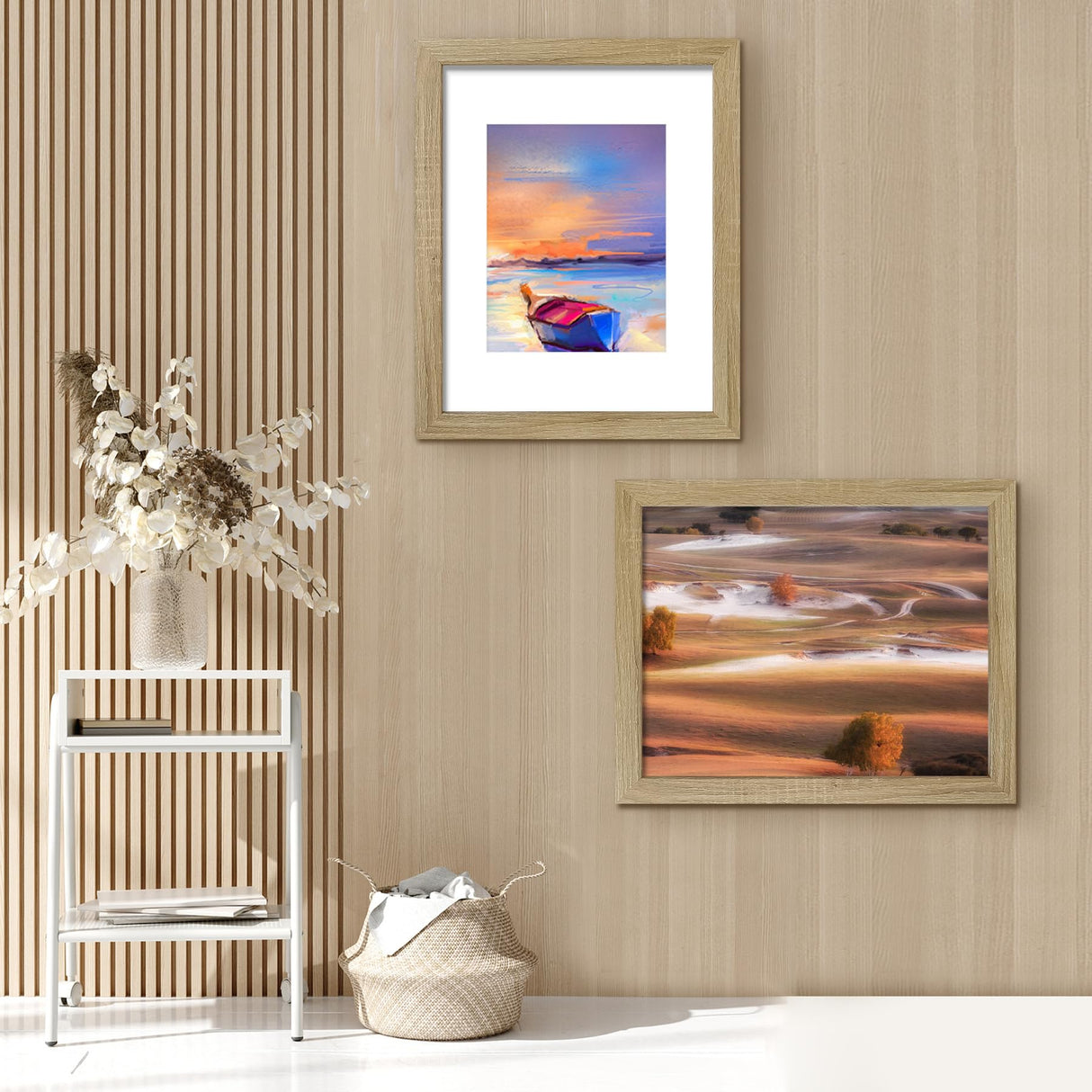 LUCKYLIFE 16x20 Frames, 16x20 Picture Frame for Wall, Display Pictures 11x14 with Mat or 16x20 without Mat, Pack of 2, Natural Woodgrain LUCKYLIFE