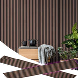 E-HAO 2 Piece Wood Slat Acoustic Panels for Stylish Decor and Noise Reduction, 3D Textured Panel for Ceiling and Wall - JK Walnut (94.5 L x 12.6 W E-HAO