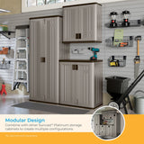 Suncast Heavy Duty Base Construction Storage Garage Organizer with Metal Reinforced Shelving, Low Maintenance, and Double Wall Construction, Silver Suncast