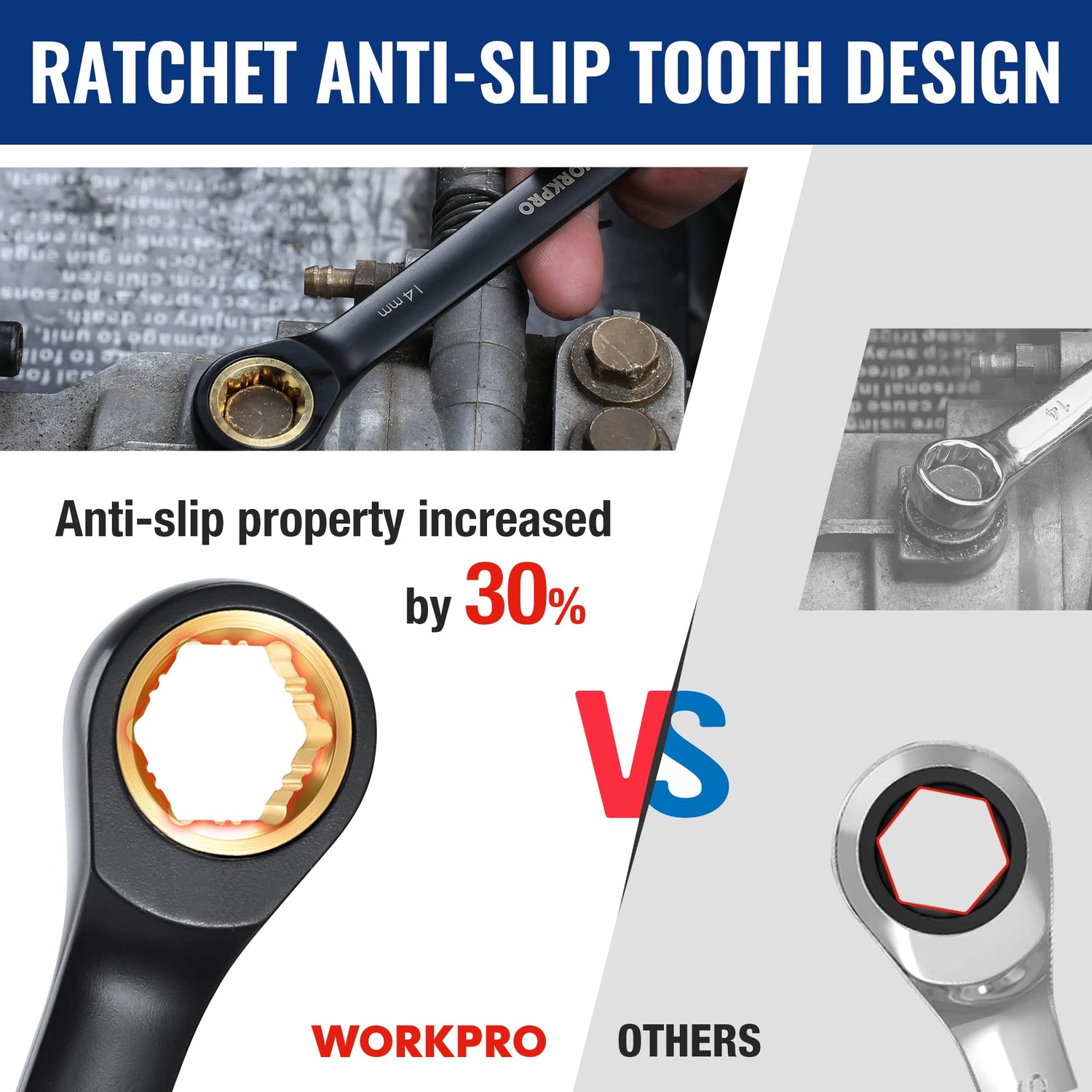 WORKPRO 9-Piece Anti-Slip Ratcheting Combination Wrench Set, Metric 8-19 mm, 72-Tooth, Cr-V Constructed, Black Ratchet Wrenches Set with Roll Up WORKPRO