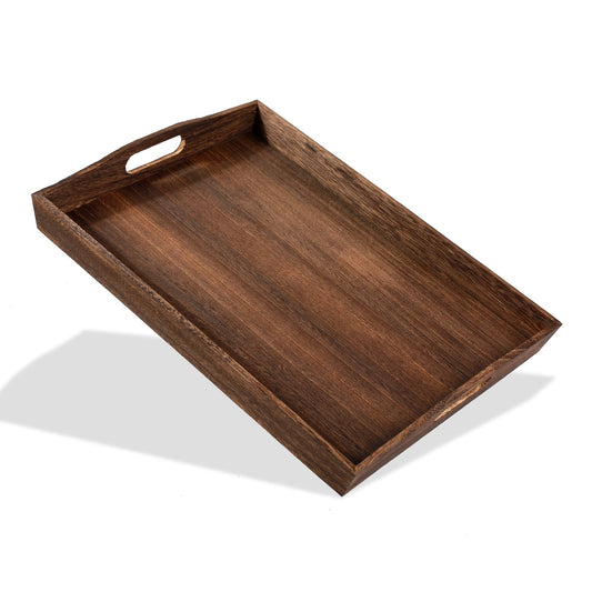 HEITICUP Wooden Serving Tray-One Piece Set of Rectangular Shape Wood Coffee Table with Cut Out Handles,Kitchen Trays for Party,Serving - WoodArtSupply