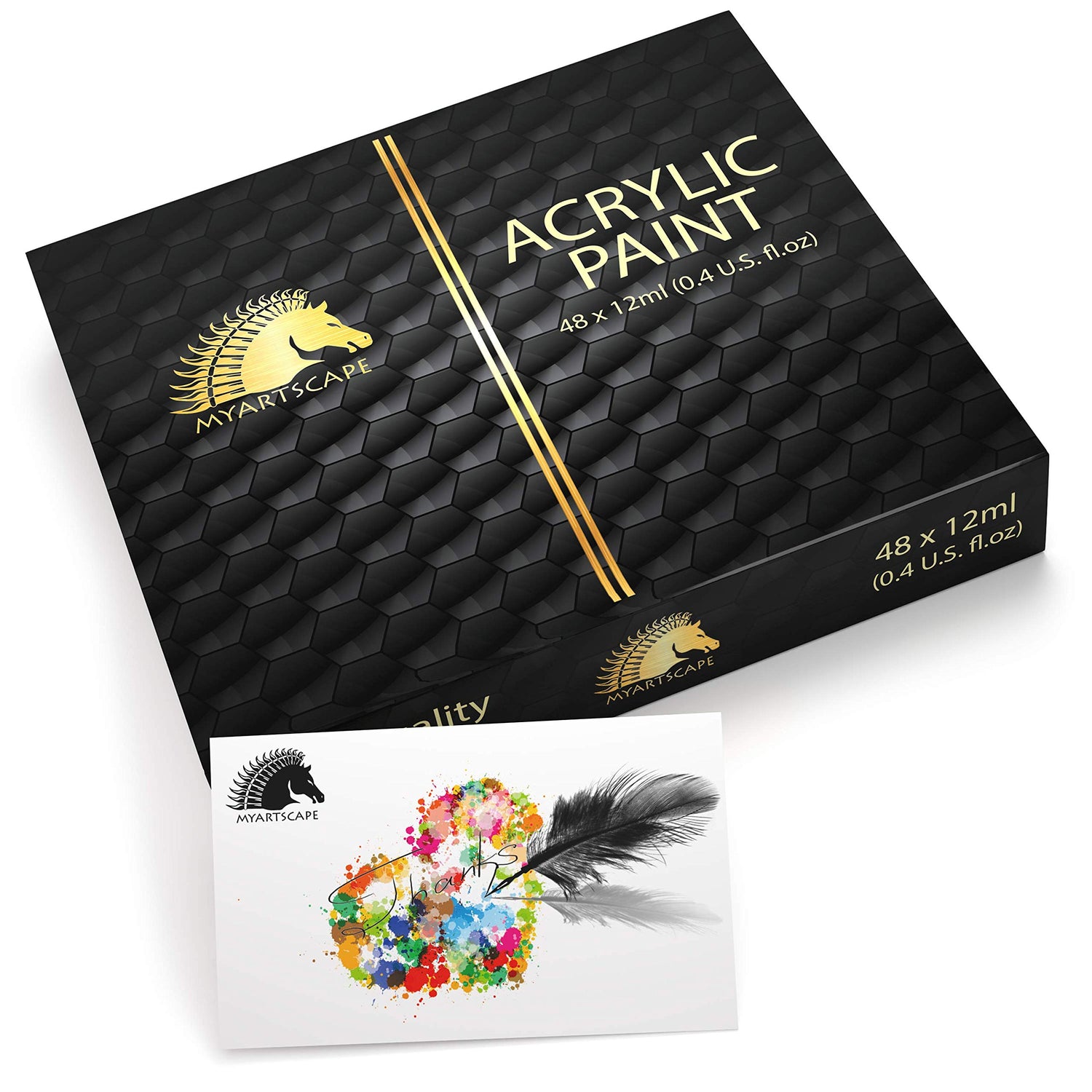 MyArtscape Acrylic Paint Set - 48 x 12ml Tubes - Lightfast - Heavy Body - Non Fading - Vibrant Colors - Artist Quality Painting Supplies - MyArtscape