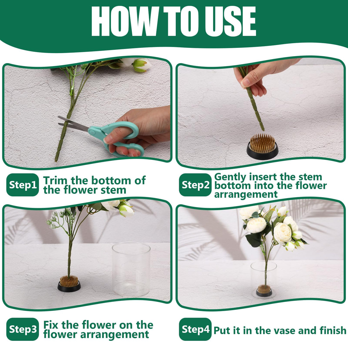 Sliner 8 Pcs Flower Frogs Round Brass Flower Holder Japanese Ikebana Vase Floral Frogs Flower Arranger Flower Fixed Tools Pin for Flower Arrangement Sliner