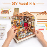 ROBOTIME Dollhouse Kit Miniature DIY Library House Kits Best Birthday Gifts for Teens ROBOTIME