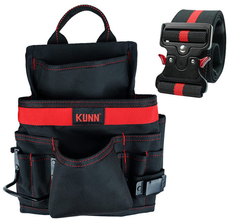 KUNN Carpenter Pouch Durable 10-Pocket Tool Belt with Hammer Loop,Tape Clip,Nail Tool Bag,Heavy Duty Quick Release Metal Buckle Tool Belts for KUNN