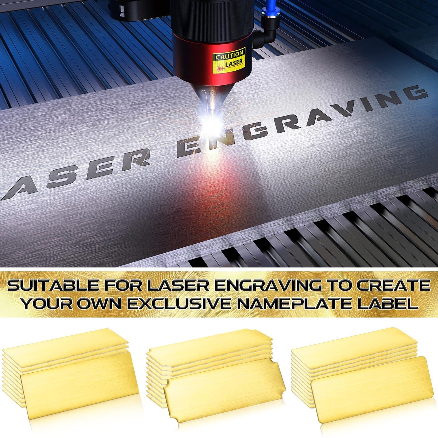 Therwen 30 Pcs Name Plates Laser Engraved Brushed Solid Brass Plate Personalized Plaque Blank Custom Name Tag Frame Name Label with Adhesive Backing Therwen