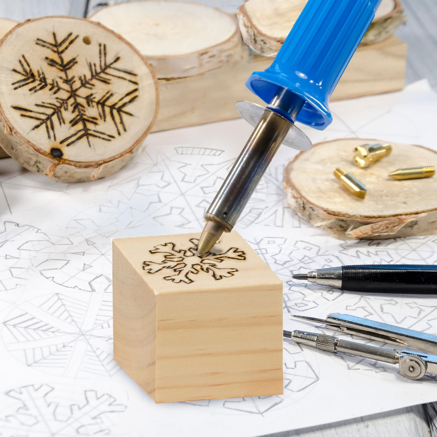 Dragon Drew Unfinished Wood Blocks | Wooden Cubes for Crafts | 2 Inch | 6 Pack Dragon Drew