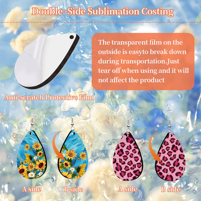 DolweJoy Sublimation Earring Blanks,30Pcs Sublimation Blanks Bulk,MDF Wood Sublimation Earrings Blank with Protective Film,Sublimation Blanks - WoodArtSupply