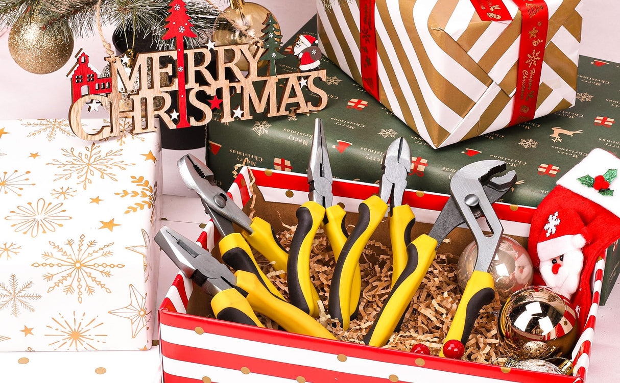 TOPLINE 5-Piece Pliers Set, Pliers Tool Set Included 8" Groove Joint Pliers, 7" Linesman Pliers, 6" Long Nose Pliers, 6" Slip Joint Pliers, 6" Topline