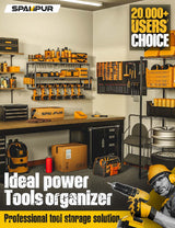 Spampur Power Tool Organizer for Tool Storage, Drill Holder Wall Mount with Charging Station, Tool Holder and Storage Rack for Garage Organization, Spampur