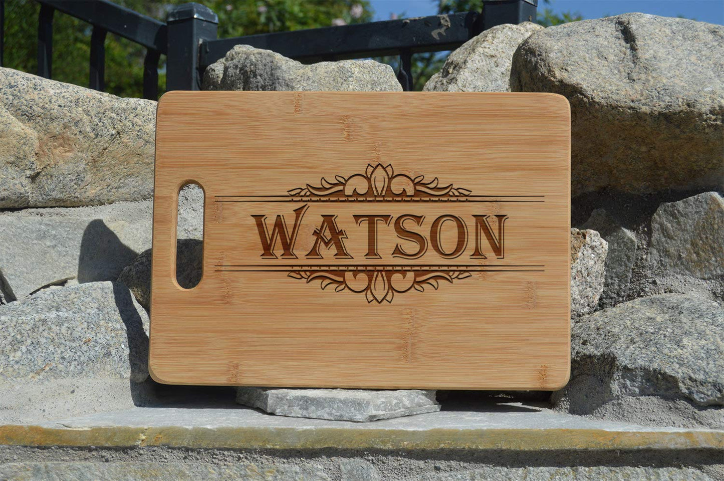 Family name Personalized Wooden Cutting Board -Fancy Custom Cutting Board - Housewarming Gift, Wedding Gift, Personalized (custom) - WoodArtSupply