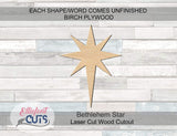 Bethlehem Star Wood Cutouts for crafts, Laser Cut Wood Shapes 5mm thick Baltic Birch Wood, Multiple Sizes Available Elliefont Styles