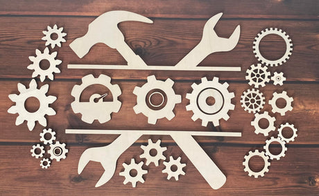 ARMLAZER. Set of Wooden Gears 22pcs. Steampunk Wall Decor. Unfinished Crafts and Decorations. Steampunk Style Design. DIY Gear Coloring Engineering WoodArtSupply