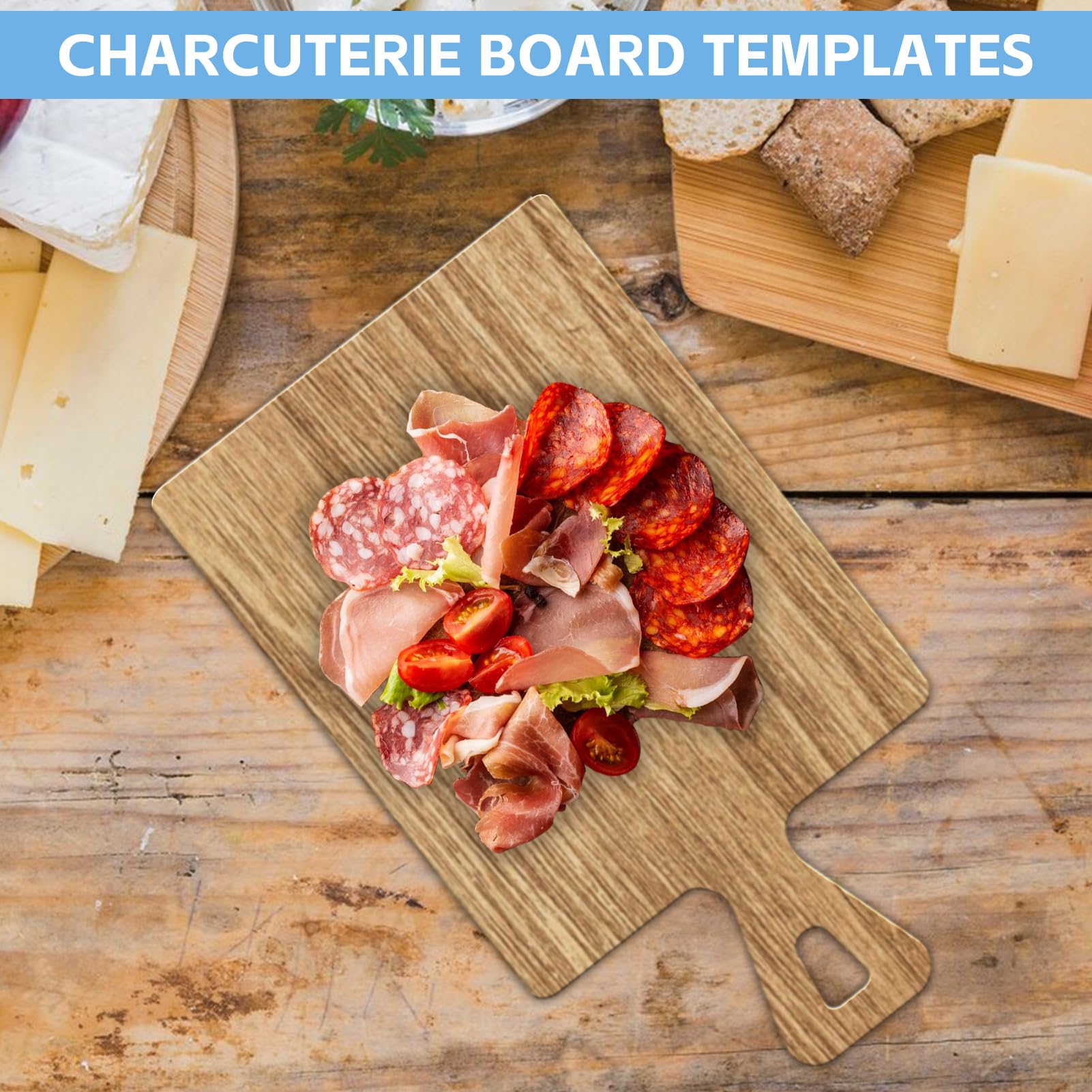 TRINKA Charcuterie Board Template Set - 6 Pcs Acrylic Router Templates for Woodworking | Handle Cutting Board Templates with 4 Pens | Angled Curvy - WoodArtSupply