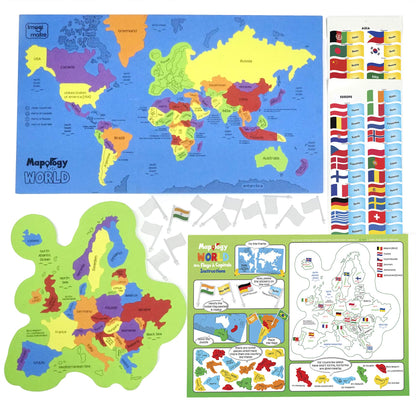 Imagimake Mapology United States & World Map Puzzle with Flags, Countries & Capitals | US Educational Toy for Kids 4-8 | Learn Geography Puzzle for - WoodArtSupply