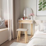 ARTETHYS Small Makeup Vanity Desk with 3 Adjustable Lighted Mirror and Chair, 24 Inch Makeup Vanity Table with Big Drawer Wooden Frame for Small ARTETHYS