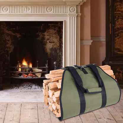 Marrywindix Firewood Carrier Waxed Canvas Fire Place Wood Carring Bag with Handles Firewood Logs Tote Holder for Indoor Fireplace Outdoor Camping - WoodArtSupply