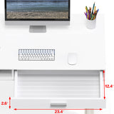 SHW Claire 40-Inch Height Adjustable Electric Standing Desk with Drawer, White SHW