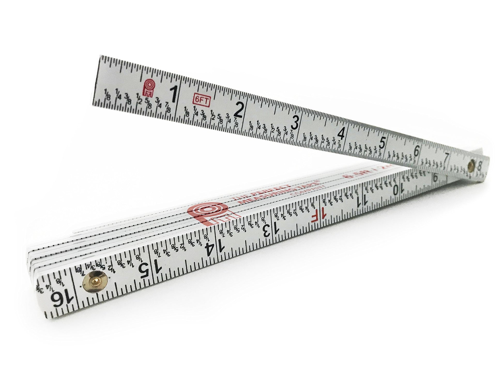 Perfect Measuring Tape Co. FR-72 Carpenter's Folding Rule Lightweight Composite Construction Ruler (Folding Yard Stick) with Easy-Read Inch Fractions - WoodArtSupply